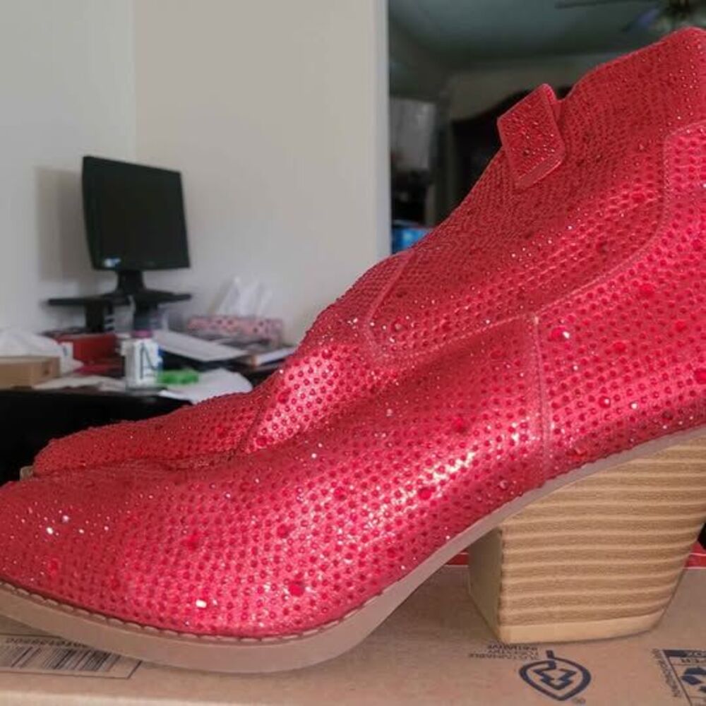 Forever Red Rhinestone Cowboy Boots Size 11